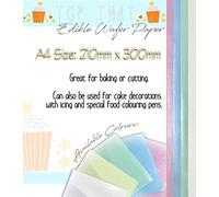 20 x Coloured Selection of Sheets Bake Easy Edible Rice Wafer Paper A4 Sized Sheets in 4 colours- 5 Pink, 5 Blue, 5 Green, 5 Yellow by Easy Bake