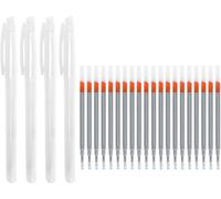 20 X Marking Pens For Shoes And Leather, 20 Replacement Refills And 4 Transparent Pen Shell, Silver (Not Heat Erasable)