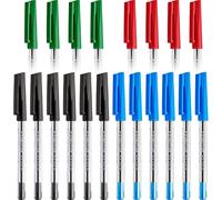 20 X Medium 0.5mm 430m Smooth Ballpoint Pens - 6 X Black, 6 X Blue, 4 X Green And 4 X Red