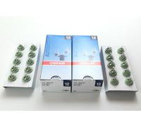 20 X Osram Lampe 2722MFX 12V 2W 12 Volt 2 Watt BX8, 5D Vert Lampe Intérieure