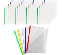 20 X Transparent Sliding File Folders For School Office Document Classification (5 Colours)