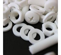 20 x Vis à tête cylindrique Polypropylène Blancs (PP) Ecrous et boulons en plastique, M6 x 20 mm, Rondelles