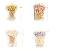 200/100/50/20 pièces Piques à fruits en bambou, bâtonnets en bambou, bâtonnets à fleurs, brochettes à fruits, cure-dents créatifs, bâtonnets en bambou pour décoration de boissons et jus, fourchettes p