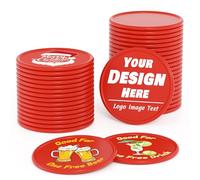 200 à 1 000 jetons de poker en plastique personnalisés, impression couleur double face avec texte d'image du logo, jetons personnalisés pour bar, fête, cartes de visite et promotions (rouge)