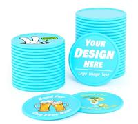 200 à 1 000 jetons de poker en plastique personnalisés, impression couleur double face avec texte d'image du logo, jetons personnalisés pour bar, fête, cartes de visite et promotions (bleu clair)