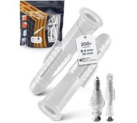 200 chevilles décoratives Deko Meister semi-transparentes de 8 mm pour vis de 6 mm - Chevilles universelles pour montage mural - Chevilles universelles pour béton, pierre pleine, brique, plaques de