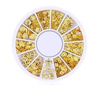 200 Count/Pack 3D Gold Métal Nail Stickers Stickers Glitter Nail Art Charm Kit Mixte Accessoires pour Femme Girl DIY Nail Design Bijoux Bijoux Craft Décoration Series