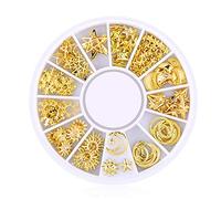 200 Count/Pack 3D Gold Métal Nail Stickers Stickers Glitter Nail Art Charm Kit Mixte Accessoires pour Femmes Girl DIY Nail Design Bijoux Bijoux Craft Décoration Source Sky Series