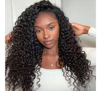 200 Densité Curly Half Wig Human Hair Water Wave 3 In 1 Seamless Flip Over Perruque Femme Naturelle Brésilien Glueless Wig with Drawstring Cheveux Humain Beginner Friendly 26Inch 65cm