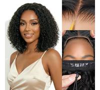 200% Density Perruque Bob Bouclé Water Wave Sans Colle Pour Femme de Fermeture en Bou Dentelle 4x4 Perruque Ready To Wear