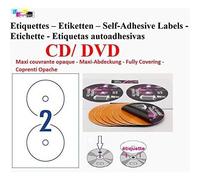 200 étiquettes autocollant POUR CD DVD MAXI COUVRANT Ø 117mm Impression Laser et jet d'encre