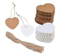 200 Étiquettes Cadeaux Cœur Kraft à Écrire, Marque-pages et Écriteaux à Personnaliser, avec Corde de Jute pour Mariage, Saint-Valentin, Anniversaire, DIY (Brun et Blanc)