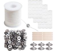 200 Feet Candle Wicks Smokeless Candle Wick For Candle Making By Hand,Diy Candle Wick With 100 Candle Core Holders,60 Candle Stickers,5 Wooden Appliances