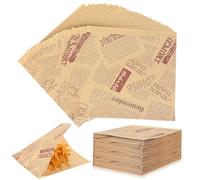 200 Feuilles de Papier à Hamburger, Sacs Hamburgers en Papiers, Sachet Kraft Alimentaire, Papier Emballage Alimentaire, Sachet à Sandwich Papiers pour Snacks Gâteaux Hot-dogs Frites (15 x 15 cm)