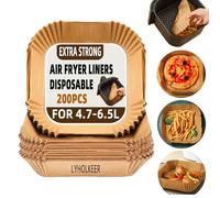 200 Feuilles de Papier Cuisson Air Fryer | Papier Air Fryer Jetable 20×20×4,5 cm | Pour Philips 2000 6,2 L,Ninja AF180EU 6,2L,Moulinex EZ245820 5L|Antiadhésif et Résistant à la Chaleur