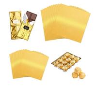 200 Feuilles d'emballage en Feuille d'or Alimentaire, Emballages de Bonbons en Aluminium Doré, Papier Emballage en Aluminium Chocolat pour Chocolat Bonbons Pralines/15 x 15 cm, 12 x 12 cm