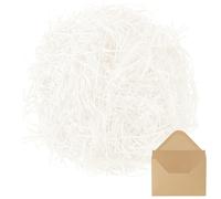 200 g d'herbe de raphia pour cadeau, papier déchiqueté pour anniversaires, Noël, mariages et anniversaires, matériau de remplissage pour la décoration de boîtes cadeaux et de paniers (blanc)