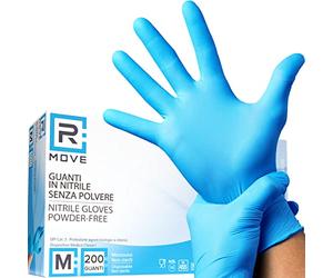 200 gants Nitrile Bleu sans Gants d'examen jetables poussière, sans latex, hypoallergéniques, gants pour esthéticiennes, tatoueurs, domaines médicaux, manipulation des aliments (M)