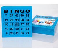 200 grandes cartes de bingo pour personnes âgées 24 sur 75 avec joker au milieu (bleu)