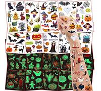 200+ Halloween Tatouage Enfant, Lumineux Ephemere Faux Tatouage Pour Halloween Decoration, Costume Visage Stickers, Maquillage Enfant Halloween Pinata Cadeau Fille Garcon