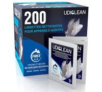 200 Lingettes de Poche et Nettoyants Jetables Udiclean pour Appareils Auditifs Implant Cochléaire - Humidifié et à Séchage Rapide Formule Nettoyer Graisse Sueur Saleté