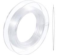 200 m Chaîne de Fil en Nylon Invisible Transparent pour Décoration de Noël, Fabrication de Bracelet, Coudre Passe-Temps, Fil de Perlage Clair de 0,25 mm avec Aiguille Perle