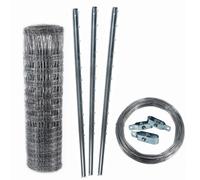 200 m clôture de protection contre la faune sauvage, clôture forestière, grillage noué 100/10/30+ poteaux + fil de tension
