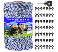 200 m Cordon pour clôture électrique conducteur, avec Support Universel, 50Pcs isolateur annulaire pour clôture électrique cordes, fils et brins, Vert Fil pour clôture de pâturage