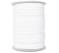 200 Metres Bande élastique fine, corde élastique plate, coudre des lacets élastique, élastiques pour coudre et faire des travaux manuels, Blanche, (200 Metre, 6mm)
