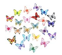 200 mini papillons pour travaux manuels - Décorations papillons en résine 3D à dos plat, petites figurines colorées pour nail art, bricolage, jardins féeriques