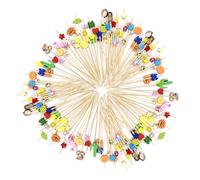 200 Morceaux De Pics À Fruits, Cure-Dents De Dessin Animé Mignon, Brochettes D'Amuse-Gueules, Brochettes De Cocktail, Pics De Décoration D'Assiette De Fruits, Mini Pics, Adaptés Aux Fêtes