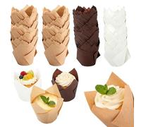 200 Moules à Muffins En Papier 3 Couleurs Forme Tulipe | Design Tulipe Avec Bords Ondulés - Aspect Professionnel Pour Cupcakes, Muffins Et Petits Fours.