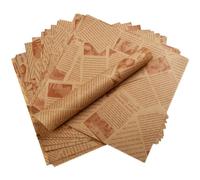 200 Papier Emballage Alimentaire 25x25cm Papier Journal Alimentaire Marron Papier Anti Graisse Alimentaire Papier Jetable d'Emballage Alimentaire pour Sandwich Frites Burger Pizza Fromages