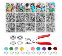 200 Pcs 10mm Bouton Pression metal avec pince