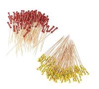 200 Pcs Bâtonnets Cocktail Bambou Fruits Cocktail Perle Acrylique Colorée 12cm (Red and yellow double beads