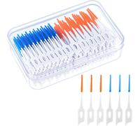 200 Pcs Brossettes Interdentaire, Brossette Dentaire Cure Dent Brossette Bâtonnet Interdentaire, Outil De Nettoyage De Dents Pour Inter Dentaire Hygiène Interdentaire (Bleu, Orange)