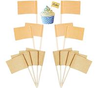200 Pcs Drapeaux de Cure-Dents Vierges Drapeau en Papier Kraft Cure-Dent de Cocktail Cupcake Picks de Fruits pour Cupcake Toppers Gâteau de Fête Fournitures Alimentaires