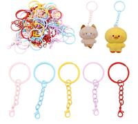 200 Pcs Kit Coloré Attache Porte Clé, Comprend 6 Couleurs Eyrings & Keychains, Anneau Porte Clef avec Boucles à Déclenchement Rapide