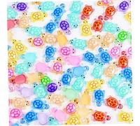 200 pcs mini-tortues en résine, lueur de couleur mixte dans le charme de l'ongle d'été sombre, charme d'animaux 3D pour cadeau décoration l'ongle à ongles bricolage.