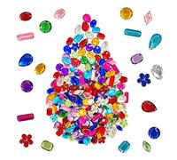 200 pcs Multicolore Couture Bijoux Gemmes Acrylique Couture Cristal Mixte Fond Plat Résine Strass avec Trous Convient pour Vêtements Couture Décoration, Diamants Colorés DIY Décoration Artisanat