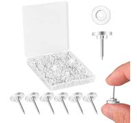 200 PCS Punaises Transparente, Longueur 17mm Punaise Murale, Punaises Plates, Punaise Decorative avec Boîte de Rangement pour Tableau Noir Carte du Monde Tableau Liège Tableau d'Affichage Murale