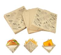 200 Pcs Sachet Kraft Alimentaire, Feuilles de Papier Emballage Alimentaire, Sacs Hamburgers en Papier, Sachet à Sandwich Papiers, Sachets à Frites pour Snacks Gâteaux Hot-dogs (15 x 15 cm)