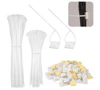 200 Pcs Serre Flex avec Auto-Adhésif, Collier Serrage Plastique Blanc,Liens de Serrage,Attache Cable Adhesif,Serre-Câbles électriques Court 150 Mm 200 Mm Riselant en Nylon pour Fixation
