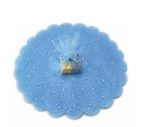 200 PCS Tulle Dragées, Voile de Tulle Rond Organza avec Paillette Cristal 23.5cm pour Dragées Sachet de Bonbons Blanc Bleu Rose pour Mariage Baptême Fête Anniversaire (Bleu, 23.5 cm / 9.25 inch)