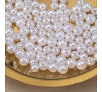 200 perles imitation perle ABS perforées 4/5/6/8/10mm, perles rondes d'espacement pour la fabrication de bijoux DIY et les travaux de couture Beige