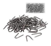 200 pièces Agrafes de clôture en fil d'acier Crampons en Acier Galvanisé Crampillons Clou de Clôture en Forme de U Agrafes pour Fil de Fer Barbelé