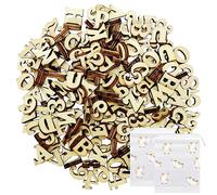200 Pièces Alphanumériques en Bois Avec 2 Sacs de Rangement pour Chevaux Arc-en-Ciel, DIY, Décorations Cadeaux pour l'Artisanat ou l'Éducation et Plus Encore