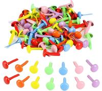 200 Pièces Attaches Parisiennes Multicolores Pastel, 0.8*1.9cm Mini Pinces à Motif Ronde Brads, Attaches Broches Fendues Métal Multicolore Brads pour DIY Scrapbooking Cartes Vœux Photos Bricolage