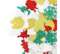 200 Pièces Autocollants en Mousse de Noël, Paillettes Autocollants Décoratifs en Mousse pour l'Artisanat Cartes de Voux Vacances Décoration de la Maison Cadeaux de Fête Fournitures (28 Styles)