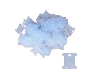 200 pièces bobines de fil, organisateur de fil de coton à broder en plastique réutilisable avec trous de suspension et fentes pour outil de couture au point de croix (Bleue)